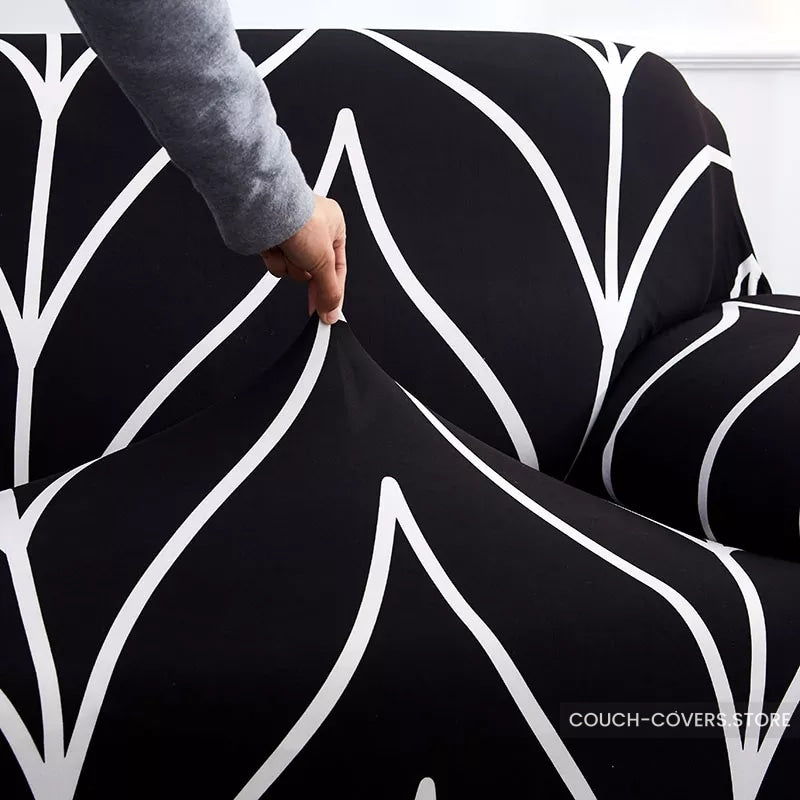 Black and white loveseat cover