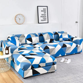 Blue White Couch Cover