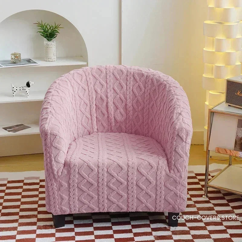 Knitted club chair slipcover Pink