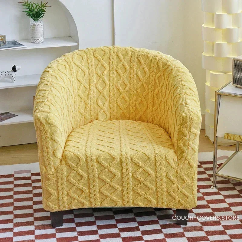 Knitted club chair slipcover Yellow