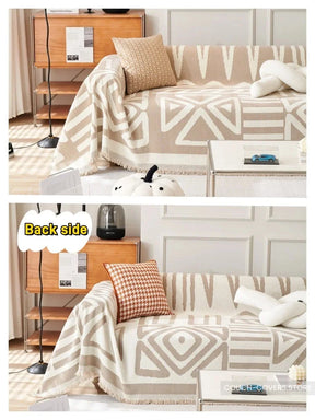 Reversible Chenille Couch Cover Beige / 180*150cm