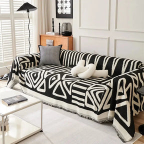 Reversible Chenille Couch Cover Black / 180*150cm