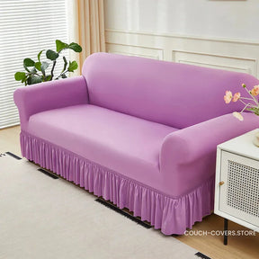 Solid Color Couch Cover With Skirt 1 seat (35-55’’ | 90-140cm) / Pink