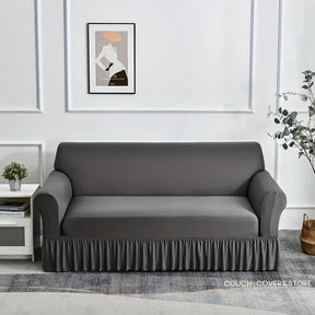 Solid Color Couch Cover With Skirt