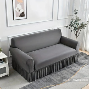 Solid Color Couch Cover With Skirt