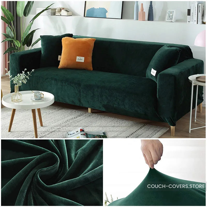 Velvet emerald couch cover