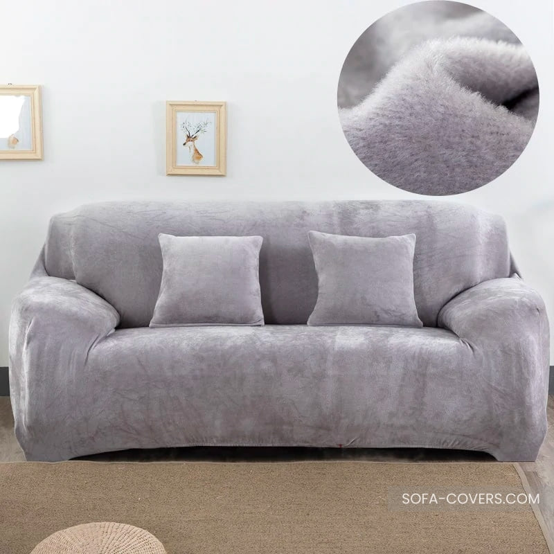 Gray velvet couch cover