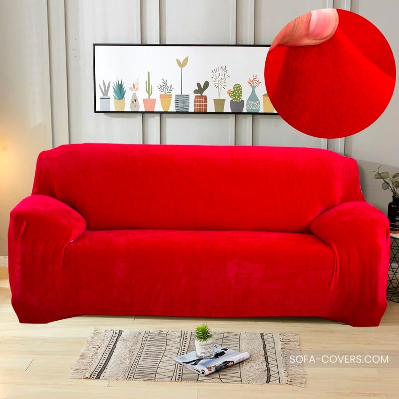 Red velvet couch cover