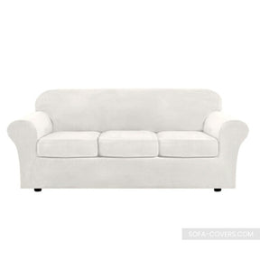 White velvet couch cover